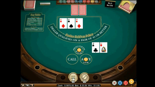 Игровой интерфейс Casino Hold'em Poker 3