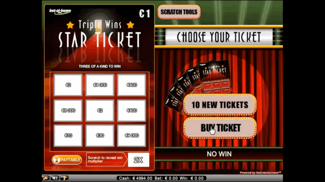 Игровой интерфейс Triple Wins Star Ticket 5