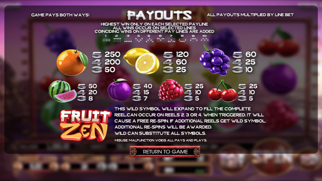 Игровой интерфейс Fruit Zen 1