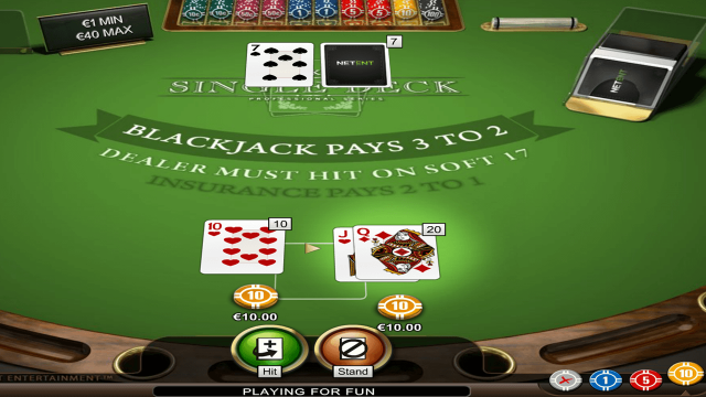 Характеристики слота Single Deck Blackjack Professional Series 3