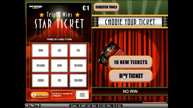 Игровой интерфейс Triple Wins Star Ticket 9